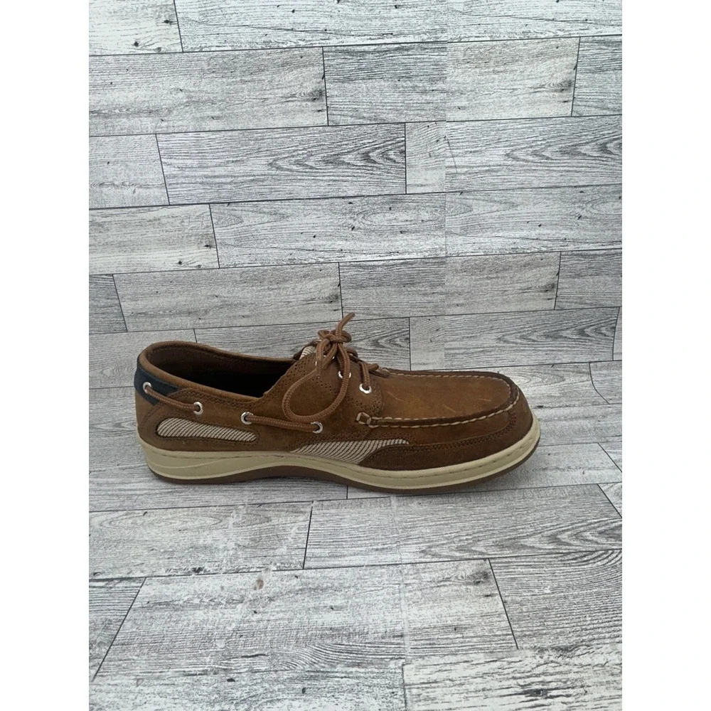 Sebago‎ Cyphon Sea Fisherman Men Brown Leather Boat Shoes B24367 Size 10.5 M